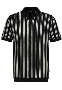 Kurzarmshirt V-Ausschnitt Gestreift Elastischer Bund