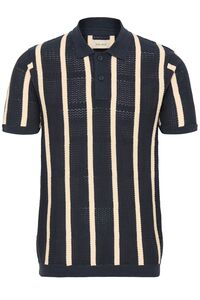 Kurzarm Poloshirt Knopfverschluss Streifenmuster Casual