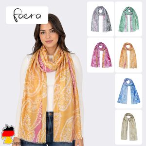 Leicht transparenter Schal Fransen Paisley Aufdruck Streifen