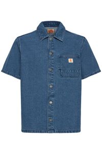 Kurzarm Shirt mit Knopfleiste Kentkragen Loose Fit Denim 