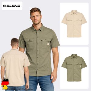 Stylisches Kurzarmshirt Kentkragen Knopfleiste Rundhals