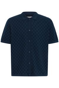 Bequemes Kurzarmshirt Haifischkragen Knopfleiste Kariert