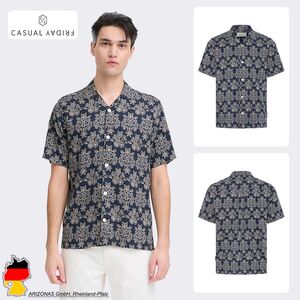 Bequemes Kurzarmshirt Knopfleiste Ornamentmuster Modisch