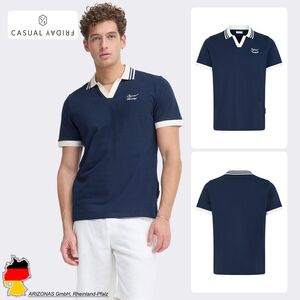 Modernes Poloshirt Polokragen V-Ausschnitt Einfarbig