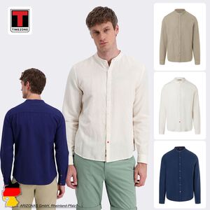 Einfarbiges Langarmhemd Stehkragenhemd Knopfleiste