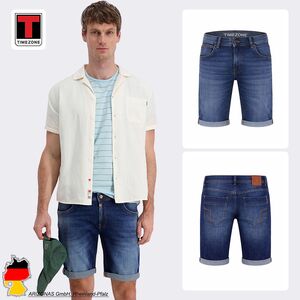 Jeansshorts Used Look Gerade Schnitt Rei�verschluss