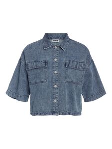 Halbarm Jeanshemd Locker Geschnitten Knopfleiste Casual