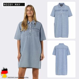 Stilvolles Jeanskleid Halbarm Kentkragen Einfarbig