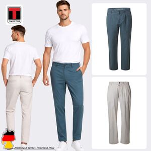 Klassische Chinohose Eingrifftaschen Einfarbig Casual