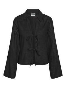 Schlupfbluse Kentkragen Schleifendetails Langarm Slim Fit