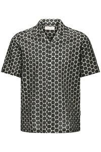 Kurzarmshirt Knopfleiste Reverskragen Gepunktetes Muster