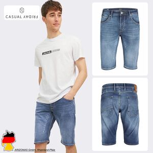 Jeansshorts Verdeckter Zip-Fly Eingrifftaschen Unifarben
