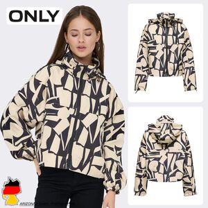 Kapuzenjacke Rei�verschluss Stehkragen Abstrakter Print