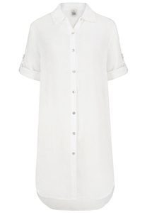 Kurzarmkleid Krempel�rmel Einfarbig Knopfleiste Modern