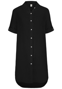 Kurzarmkleid Krempel�rmel Einfarbig Knopfleiste Modern