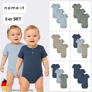 Body 3er-Set Henley Ausschnitt Druckknopf Kurzarm Bequem