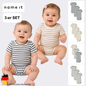 Bequemer Kurzarmbody Druckkn�pfen 3er-Set Gestreift