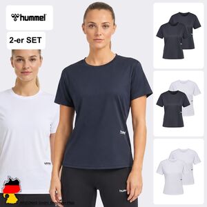 Einfarbiges Trainingsshirt 2er-Set Rundhals Kurzarm