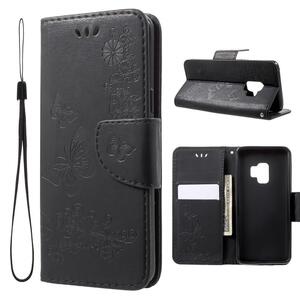 Wallet Case f�r Samsung Galaxy S9 G960 Butterfly Flower Motiv