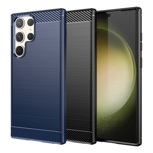 TPU H�lle f�r Samsung Galaxy S23 ULTRA Carbon Fiber Skin Brushed Backcover Case