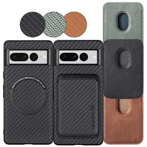 TPU Hlle fr Google Pixel 7 PRO Carbon Fiber Magnet Bag Card Schutzhlle Cover