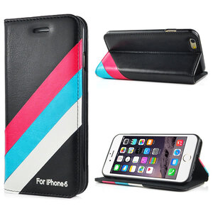 Wallet Case f�r Apple iPhone 6 6S Handy Tasche Drei Streifen Stripes