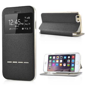 Wallet Case f�r Apple iPhone 6 6S Handy Tasche Window View Metal Slide Touch