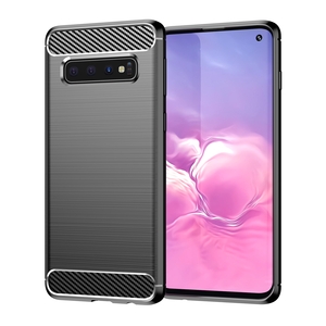 TPU H�lle f�r Samsung Galaxy S10 Carbon Fiber Skin Brushed Schutzcover Soft Case