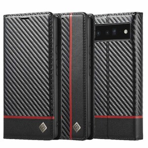 LC.IMEEKE Handy Tasche fr Google Pixel 7a Carbon Wallet Stripe Hlle Etui Case