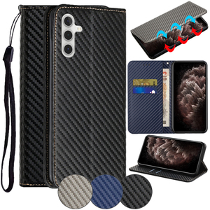Handy Tasche f�r Samsung Galaxy S23 FE Carbon Fiber Wallet H�lle Magnet Etui