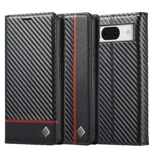 LC.IMEEKE Handy Tasche fr Google Pixel 8a Carbon Wallet Stripe Hlle Etui Case