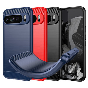 TPU Hlle fr Google Pixel 9 PRO XL Carbon Fiber Skin Brushed Schutzcover Case