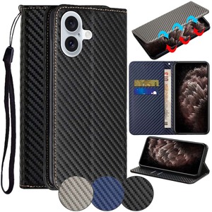 Handy Tasche f�r Apple iPhone 16 PLUS Carbon Fiber Wallet H�lle Magnet Etui Case