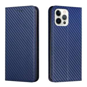 Handy Tasche f�r Apple iPhone 15 PRO MAX Carbon Fiber Wallet H�lle Magnet Etui