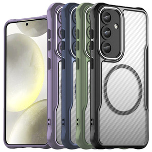 Hybrid H�lle f�r Samsung Galaxy S25 Carbon MagSafe Shockproof TPU PC Handy Cover