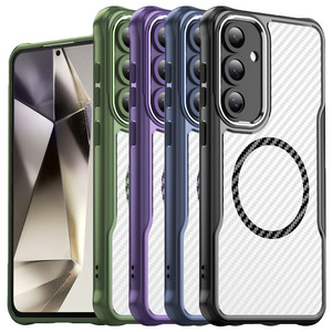 Hybrid H�lle f�r Samsung Galaxy S24 FE Carbon MagSafe Shockproof PC Handy Cover