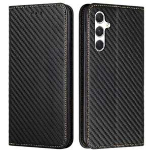 Handy Tasche f�r Samsung Galaxy A16 Carbon Fiber Wallet H�lle Magnet Klapp Etui