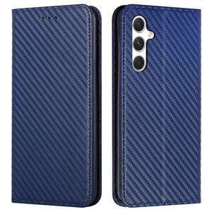 Handy Tasche f�r Samsung Galaxy A16 Carbon Fiber Wallet H�lle Magnet Klapp Etui