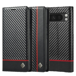 LC.IMEEKE Handy Tasche fr Google Pixel 10 | 10 PRO Carbon Wallet Stripe Hlle