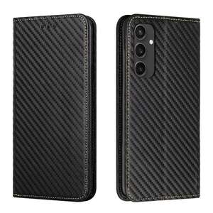 Handy Tasche f�r Samsung Galaxy S24 FE Carbon Fiber Wallet H�lle Magnet Etui