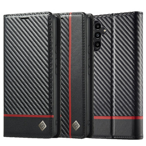 LC.IMEEKE Handy Tasche f�r Samsung Galaxy S24 FE Carbon Wallet Stripe H�lle Etui