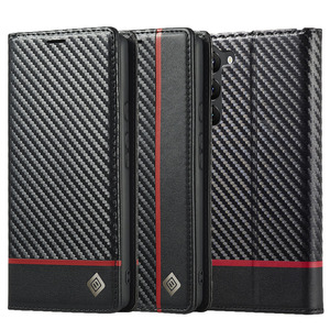 LC.IMEEKE Handy Tasche f�r Samsung Galaxy S24 PLUS Carbon Wallet Stripe H�lle