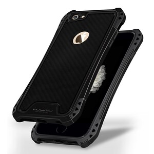 WUW Outdoor Case fr Apple iPhone 6 6S Shockproof TPU Carbon Optik