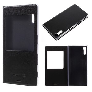 Wallet Case f�r Sony Xperia XZ XZs Window View Litchi Book Etui