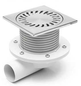 Duschablauf Badablauf Bodenablauf mit Edelstahlrost 150x150mm DN50 (445-X) 