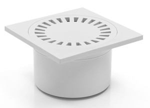 Duschablauf   Badablauf  Bodenablauf  150 x 150 mm   DN 50  wei� (321 P)