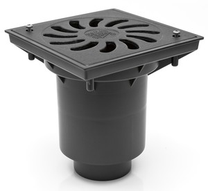 Hofablauf Kellerablauf mit Kunststoffrost Belastung bis 1500kg 245x245mm 328Pz