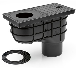 Regenrohrablauf  Dachrinnenablauf Regensinkkasten  DN110  schwarz  325 E 