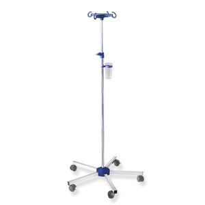 Infusionsst�nder, verchromt, Kunststoff-Flaschenkreuz ultramarin blau, Infusion