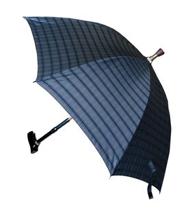 Gehstock mit Schirm, hhenverstellbar, Regenschirm, Regen, Farbe Karo dunkel